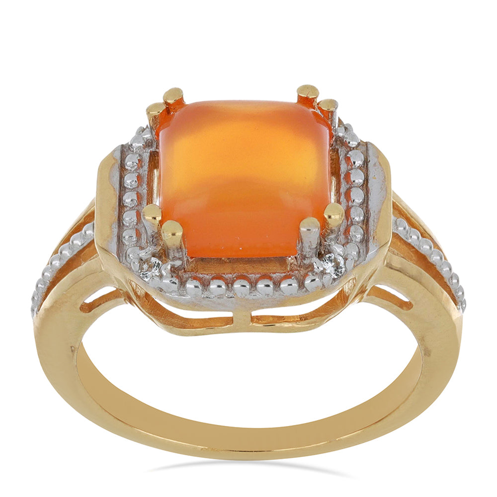 Goldplattierter Silberring mit Karneol und weißem Topas