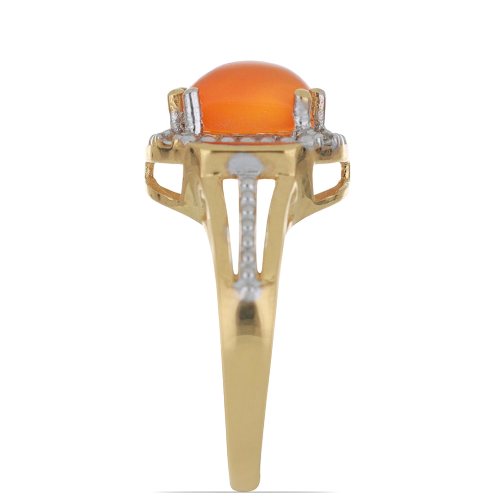 Goldplattierter Silberring mit Karneol und weißem Topas