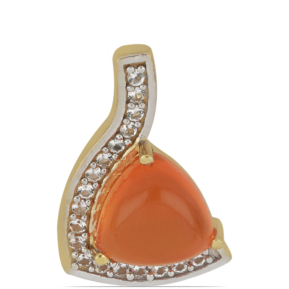 Goldplattierter Silberanhänger mit Karneol und weißem Topas 1 