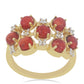Goldplattierter Silberring mit roter Schwammkoralle und weißem Topas