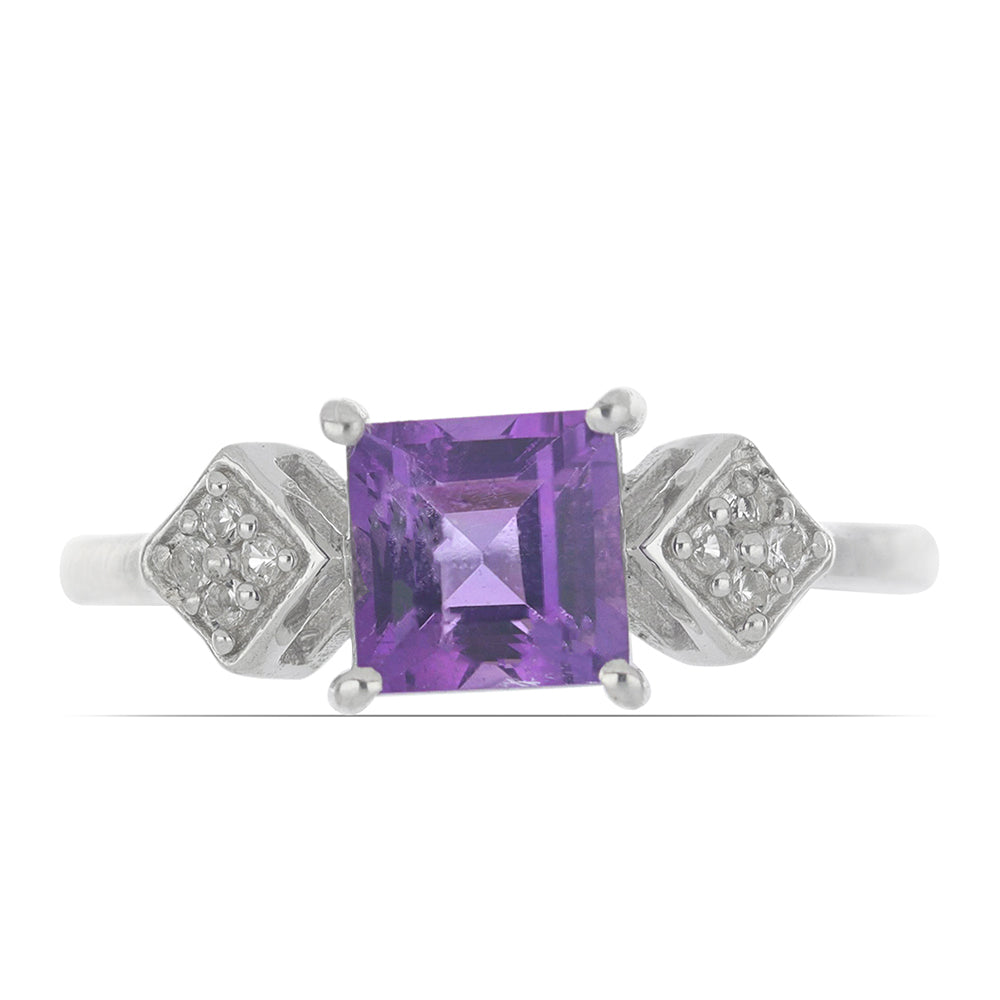 Silberring mit marokkanischem Amethyst und weißem Topas 1 