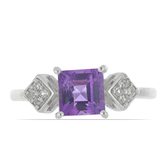 Silberring mit marokkanischem Amethyst und weißem Topas