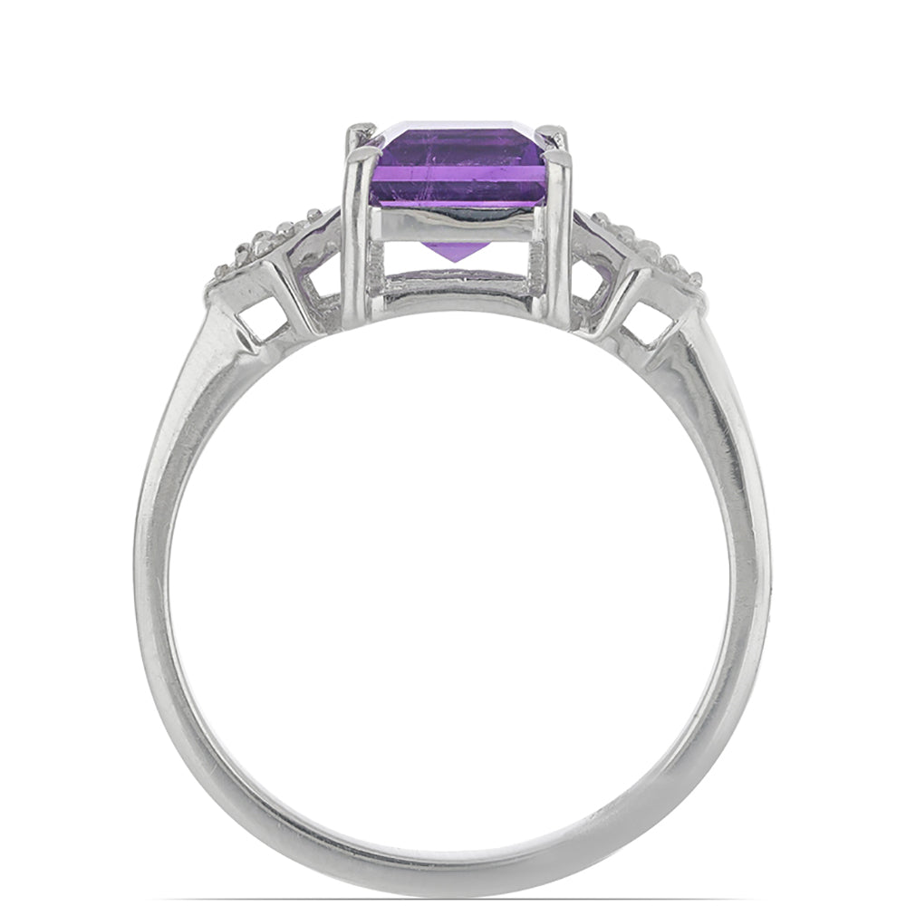 Silberring mit marokkanischem Amethyst und weißem Topas
