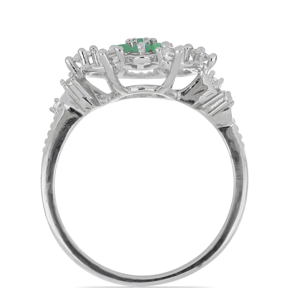 Silberring mit brasilianischem Smaragd und weißem Topas 3 