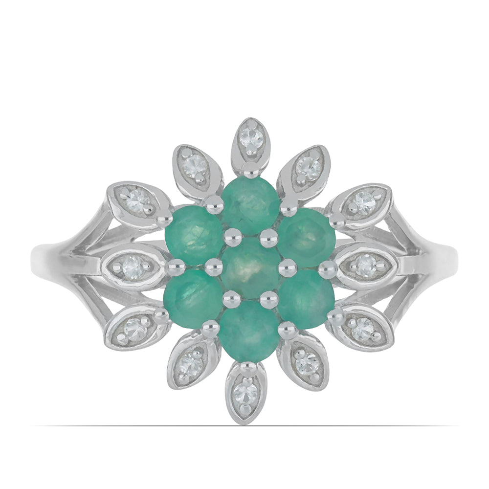 Silberring mit brasilianischem Smaragd und weißem Topas 1 