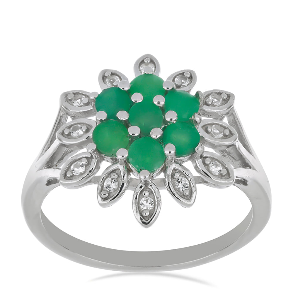 Silberring mit brasilianischem Smaragd und weißem Topas 2 