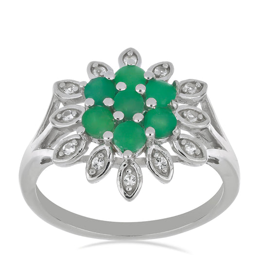 Silberring mit brasilianischem Smaragd und weißem Topas