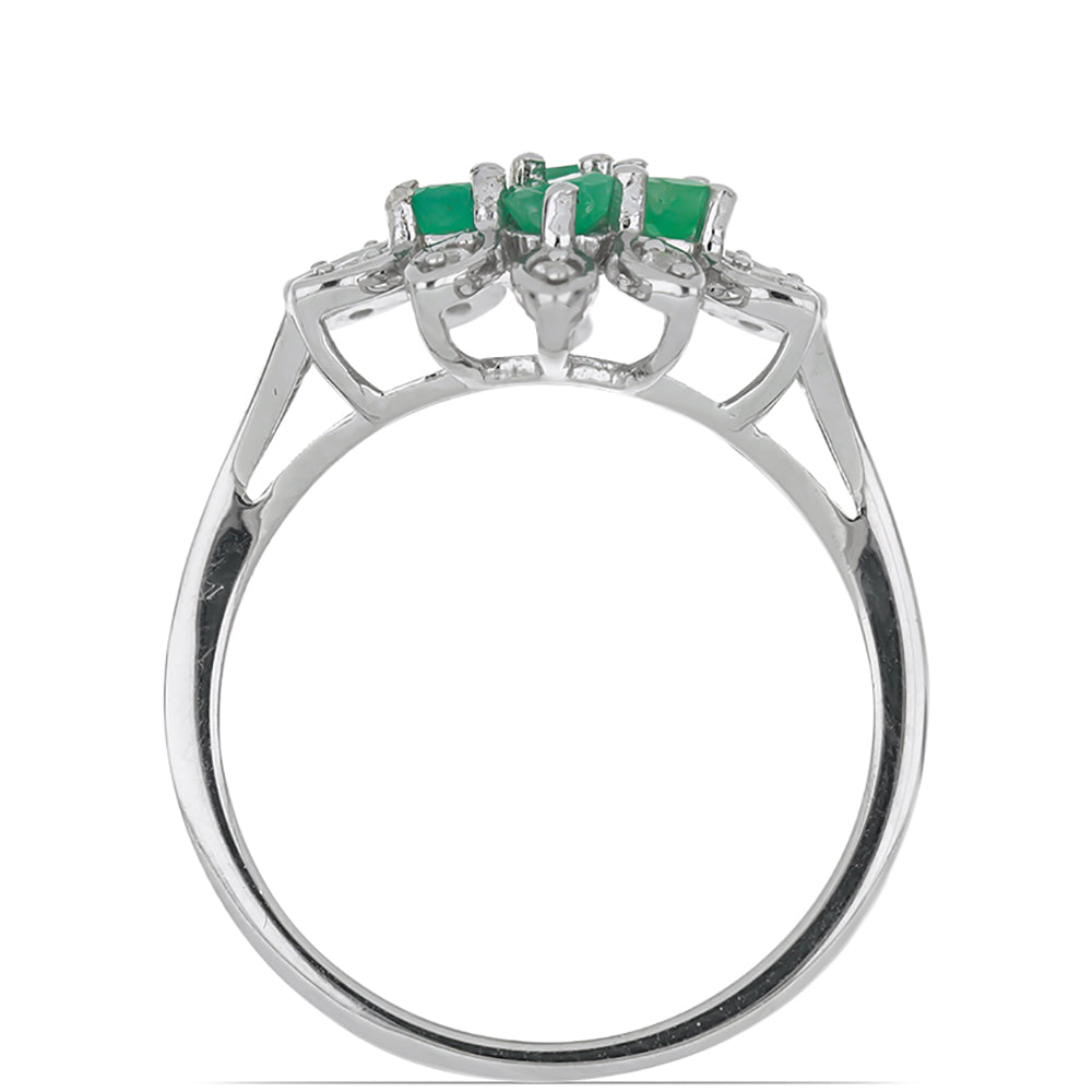 Silberring mit brasilianischem Smaragd und weißem Topas 3 