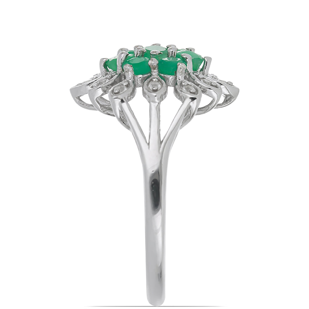 Silberring mit brasilianischem Smaragd und weißem Topas 4 