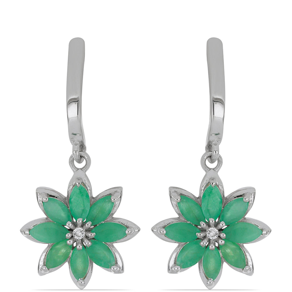 Silberohrringe mit brasilianischem Smaragd und weißem Topas