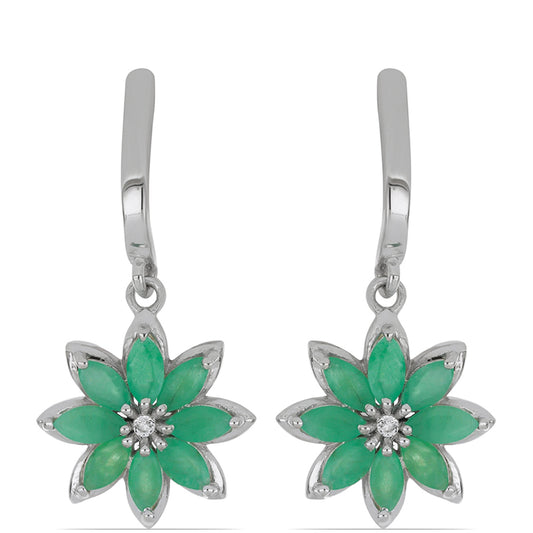 Silberohrringe mit brasilianischem Smaragd und weißem Topas