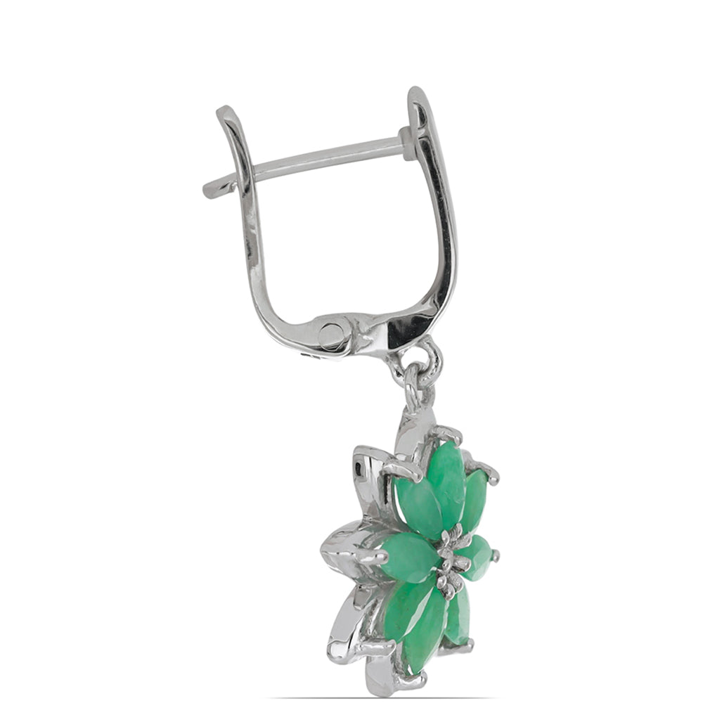 Silberohrringe mit brasilianischem Smaragd und weißem Topas 2 