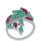 Silberring mit brasilianischem Smaragd und Rubin aus Madagaskar