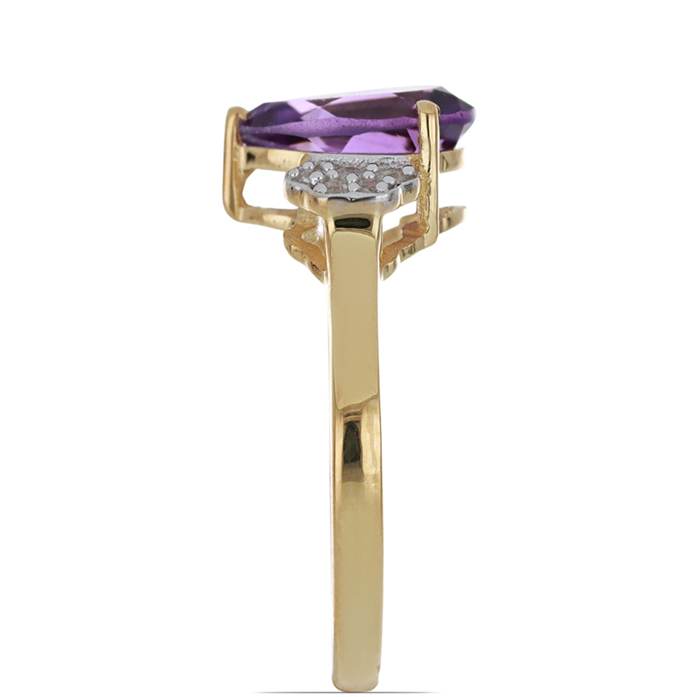 Goldplattierter Silberring mit marokkanischem Amethyst und weißem Topas 2 