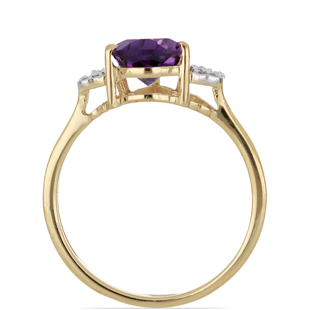 Goldplattierter Silberring mit marokkanischem Amethyst und weißem Topas