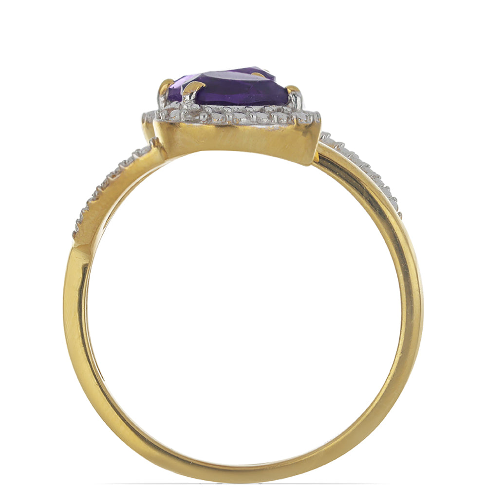 Goldplattierter Silberring mit marokkanischem Amethyst und weißem Topas 2 