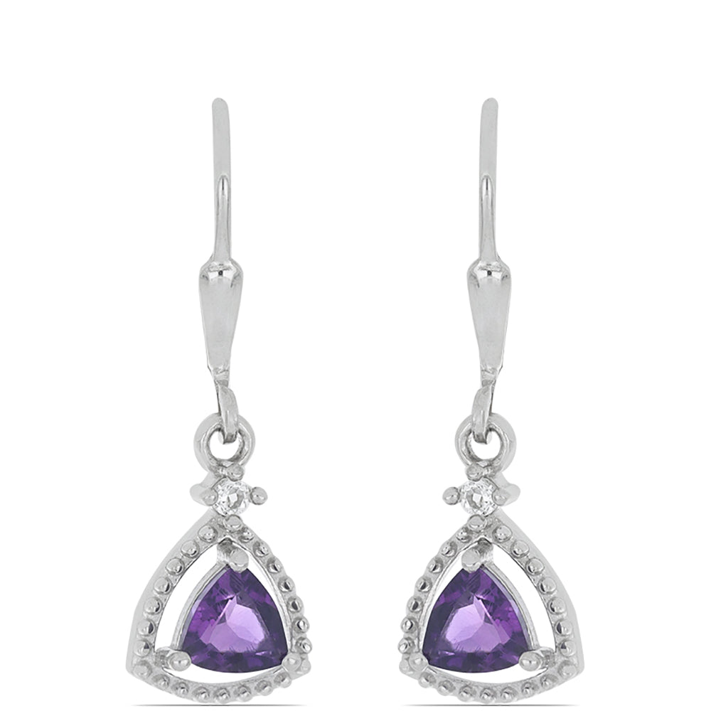 Silberohrringe mit marokkanischem Amethyst und weißem Topas