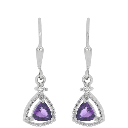 Silberohrringe mit marokkanischem Amethyst und weißem Topas