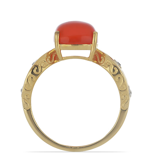 Goldplattierter Silberring mit Karneol