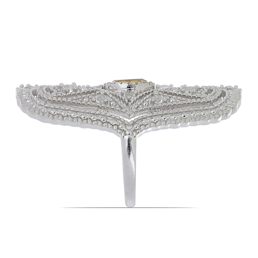 Silberring mit Zitrin aus dem Ural und weißem Topas