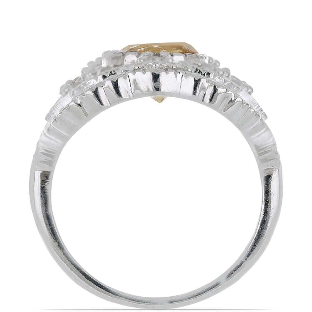 Silberring mit Zitrin aus dem Ural und weißem Topas 3 