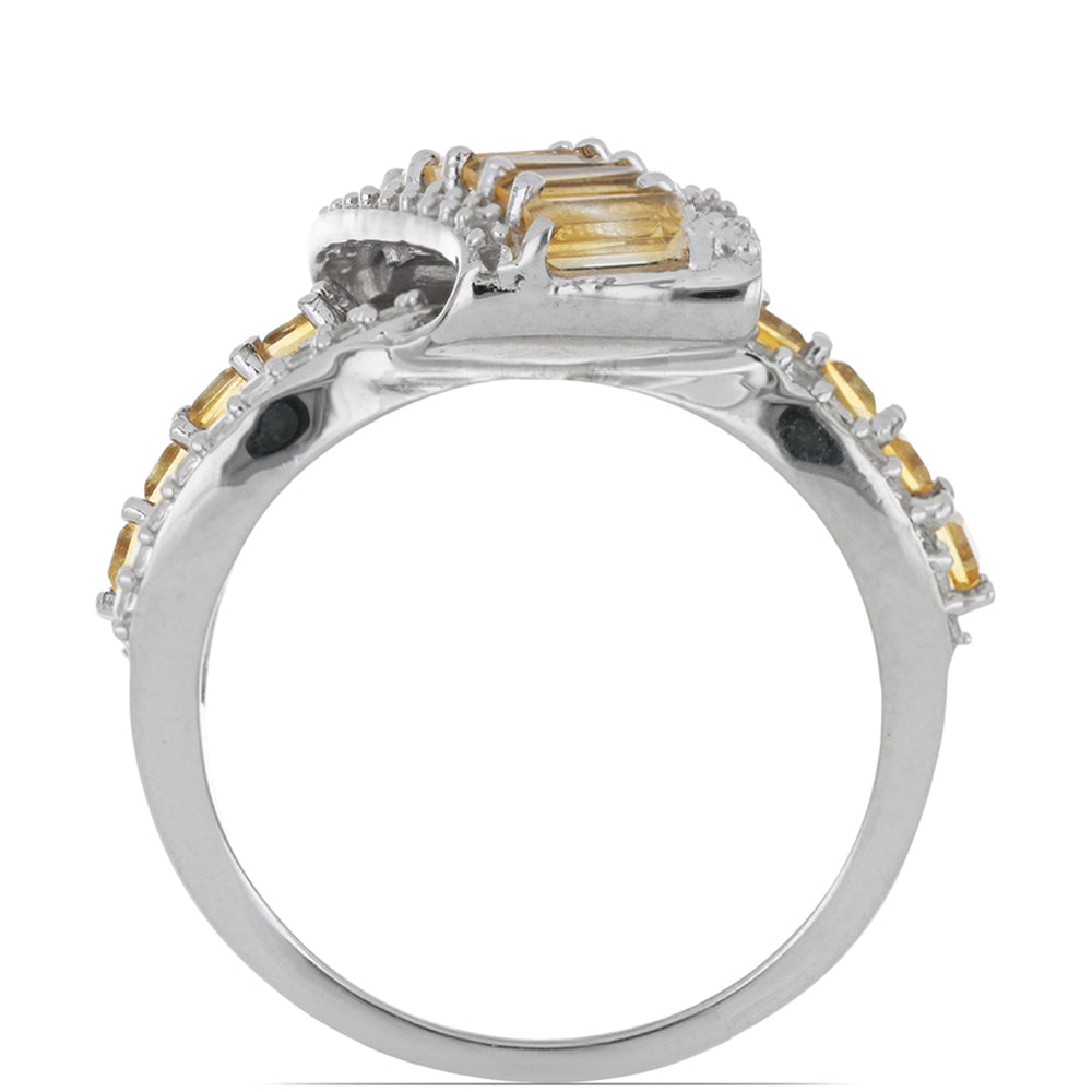 Silberring mit Zitrin aus dem Ural und weißem Topas