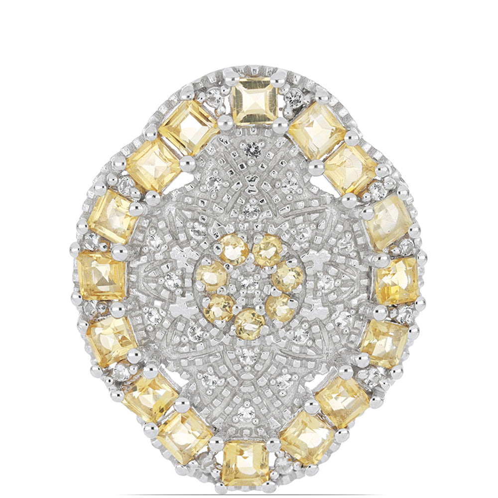 Silberring mit Zitrin aus dem Ural und weißem Topas 1 