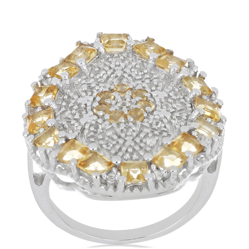 Silberring mit Zitrin aus dem Ural und weißem Topas 4 