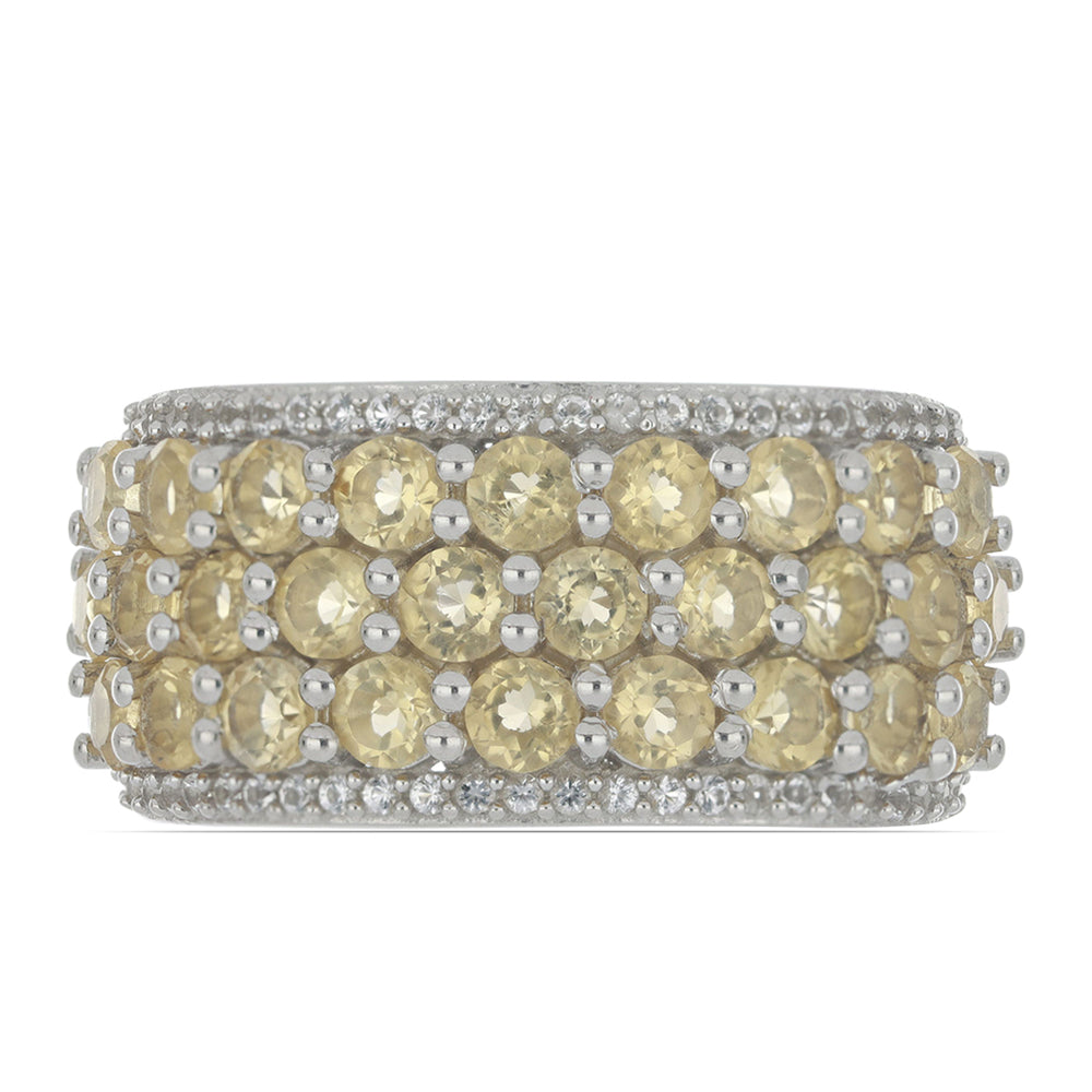 Silberring mit Zitrin aus dem Ural und weißem Topas