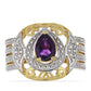 Goldplattierter Silberring mit marokkanischem Amethyst und weißem Topas
