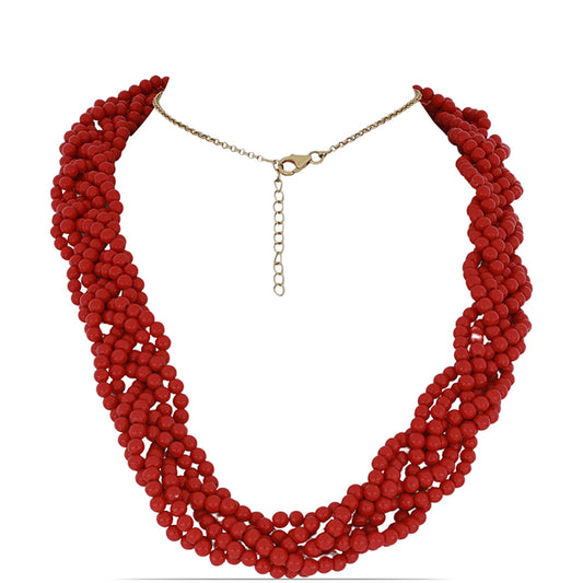 Goldplattierte Silberhalskette mit roter Schwammkoralle