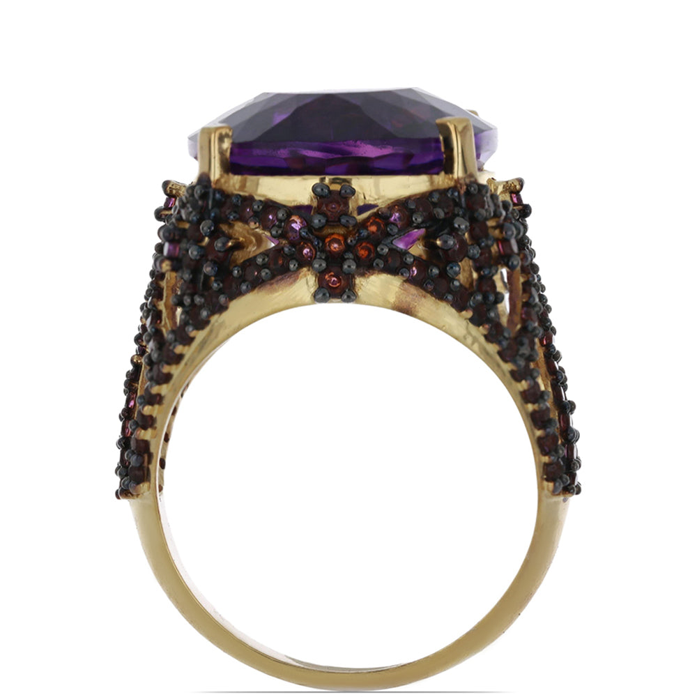 Goldplattierter Silberring mit marokkanischem Amethyst 2 
