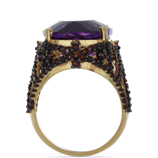 Goldplattierter Silberring mit marokkanischem Amethyst