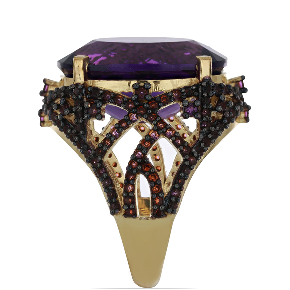 Goldplattierter Silberring mit marokkanischem Amethyst 3 