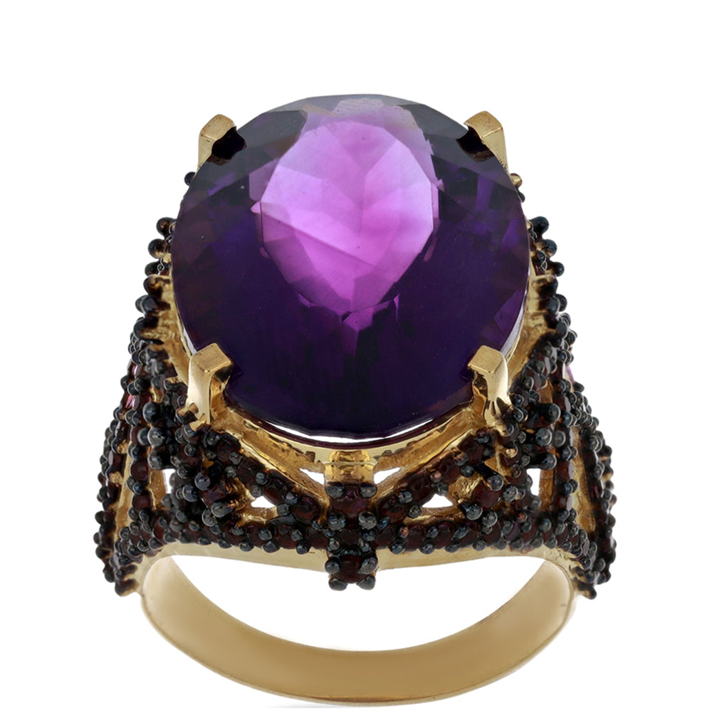 Goldplattierter Silberring mit marokkanischem Amethyst 4 