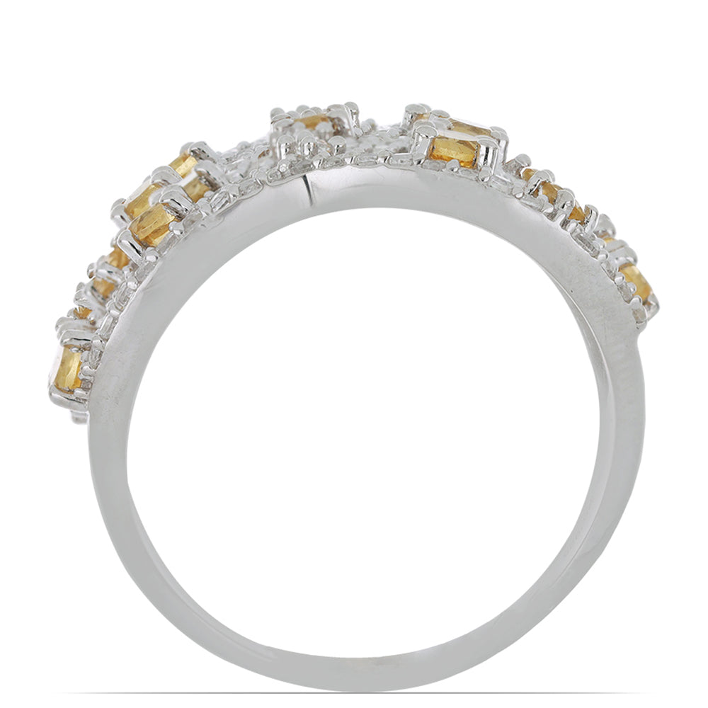 Silberring mit Zitrin aus dem Ural und weißem Topas 4 