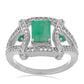 Silberring mit brasilianischem Smaragd und weißem Topas