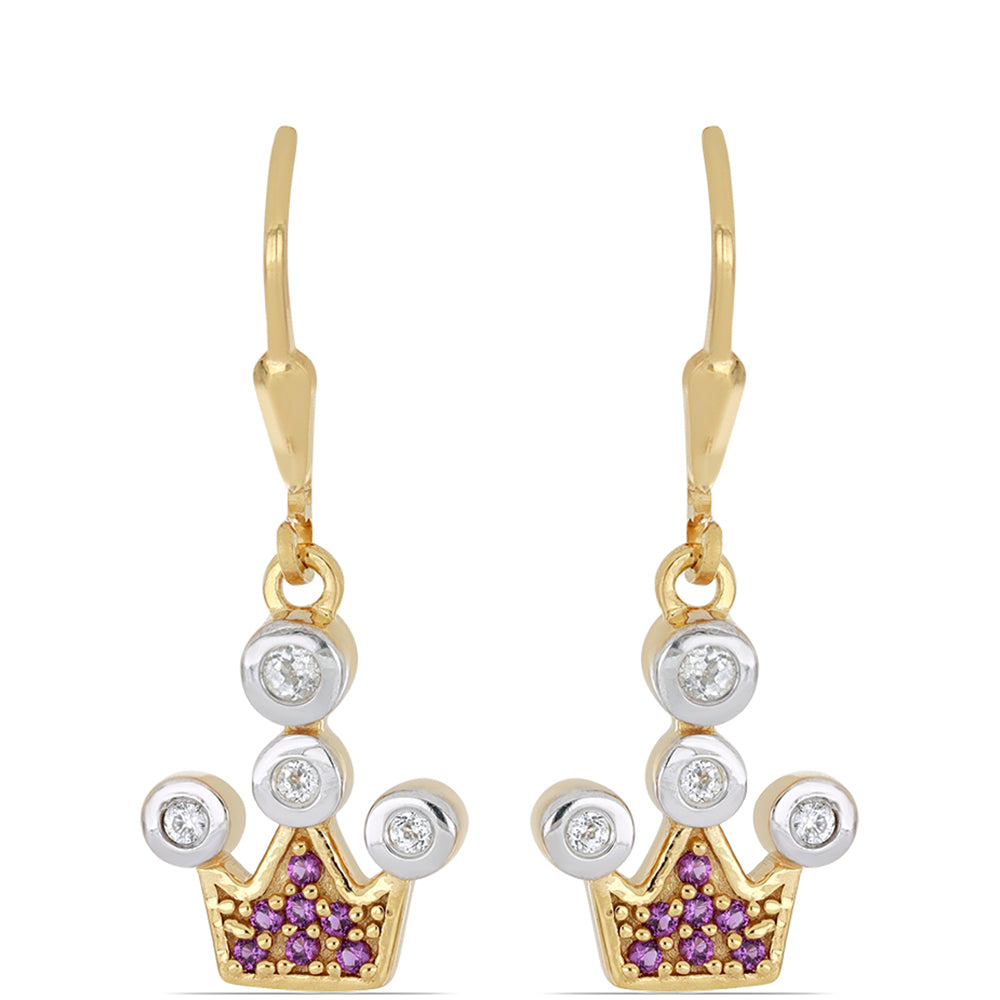 Goldplattierte Silberohrringe mit marokkanischem Amethyst und weißem Topas 1 