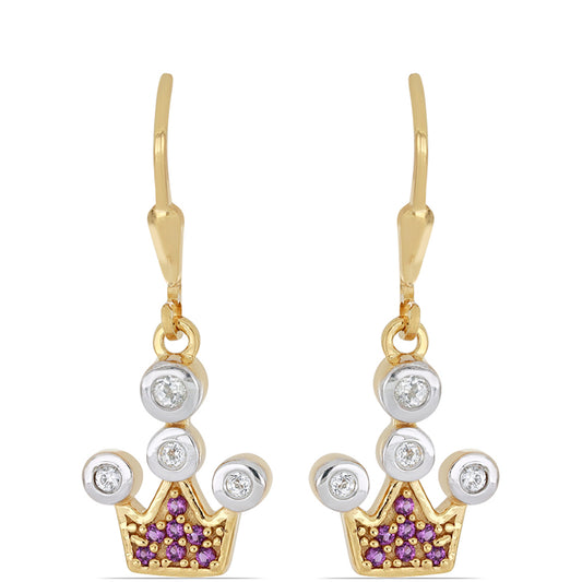 Goldplattierte Silberohrringe mit marokkanischem Amethyst und weißem Topas