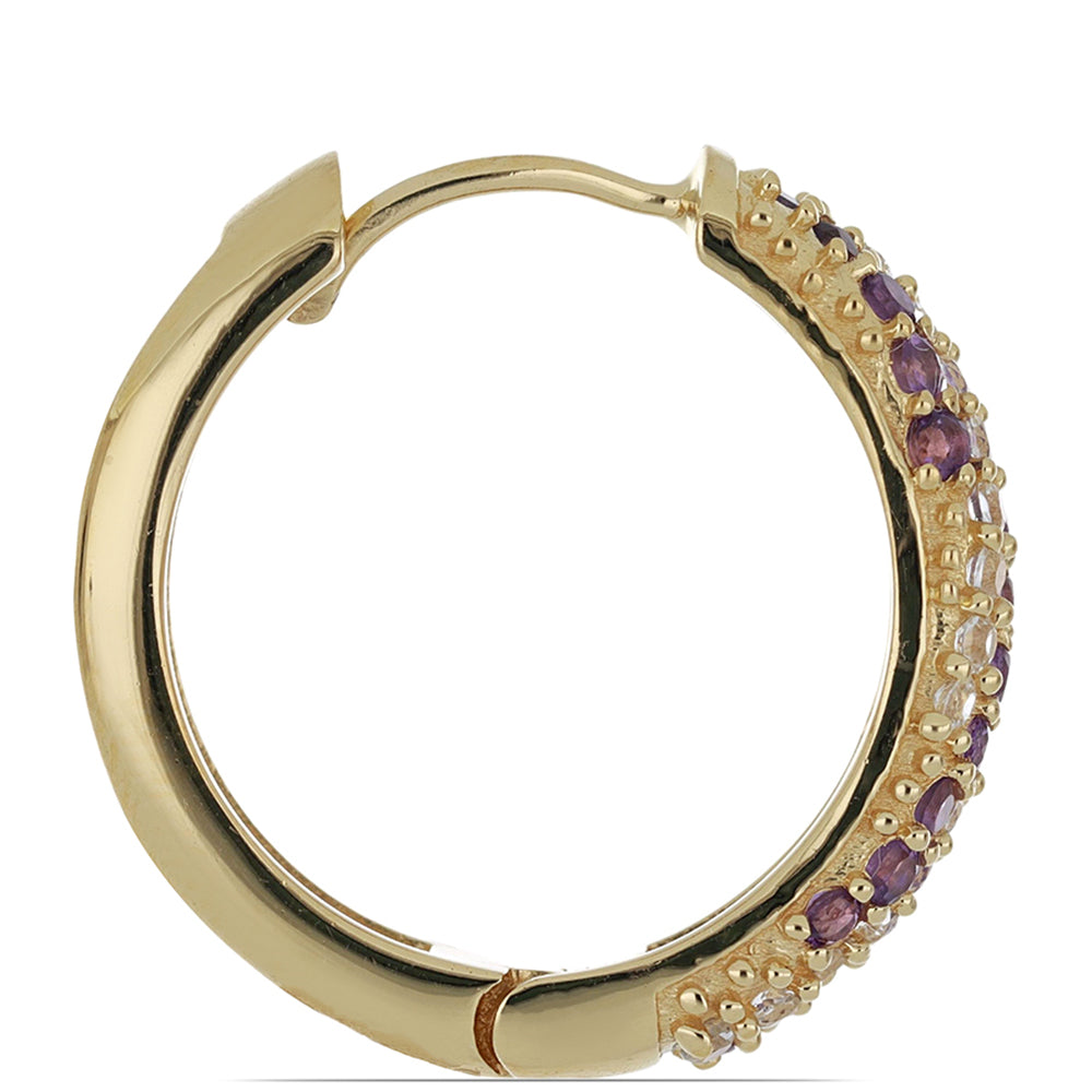 Goldplattierte Silberohrringe mit marokkanischem Amethyst und weißem Topas