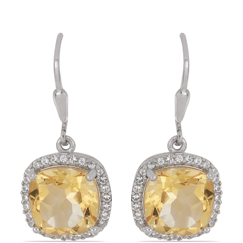 Silberohrringe mit Zitrin aus dem Ural und weißem Topas