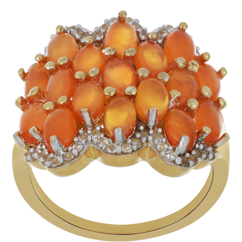 Goldplattierter Silberring mit Karneol und weißem Topas