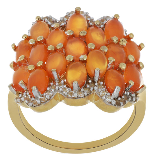 Goldplattierter Silberring mit Karneol und weißem Topas