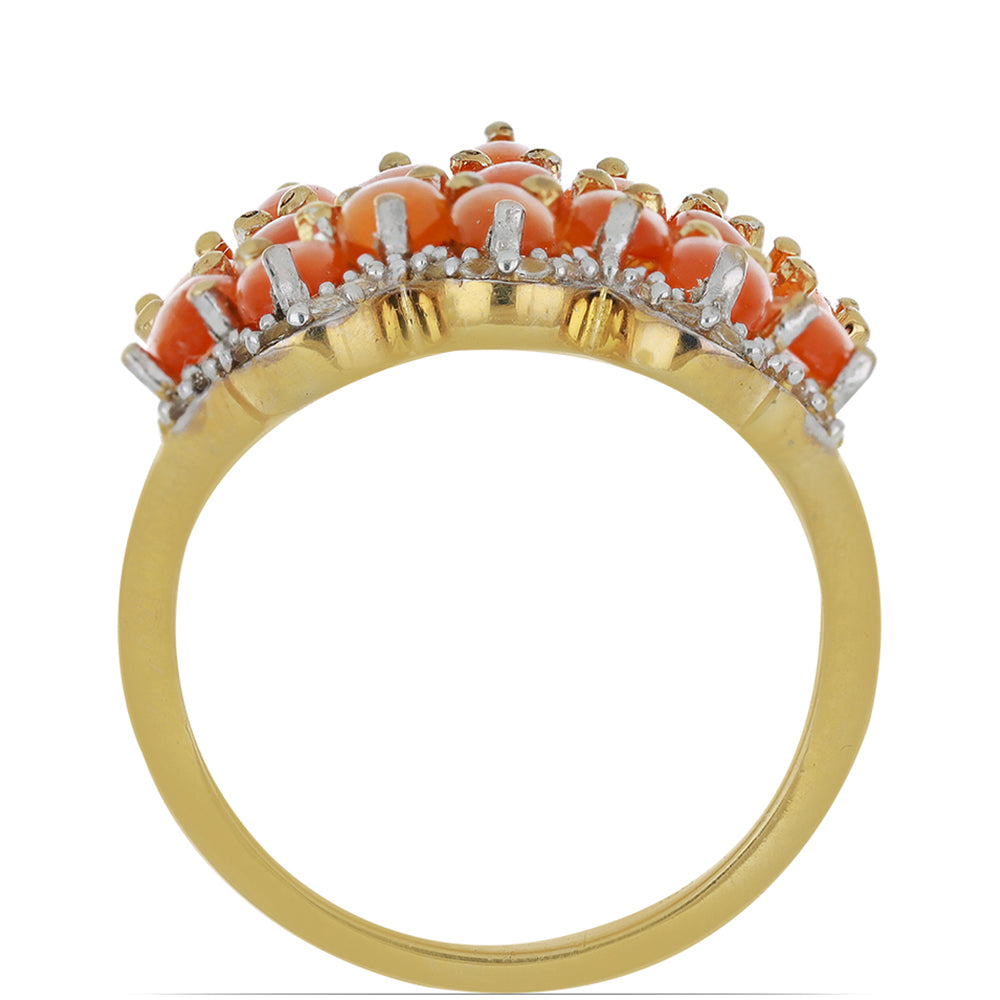 Goldplattierter Silberring mit Karneol und weißem Topas