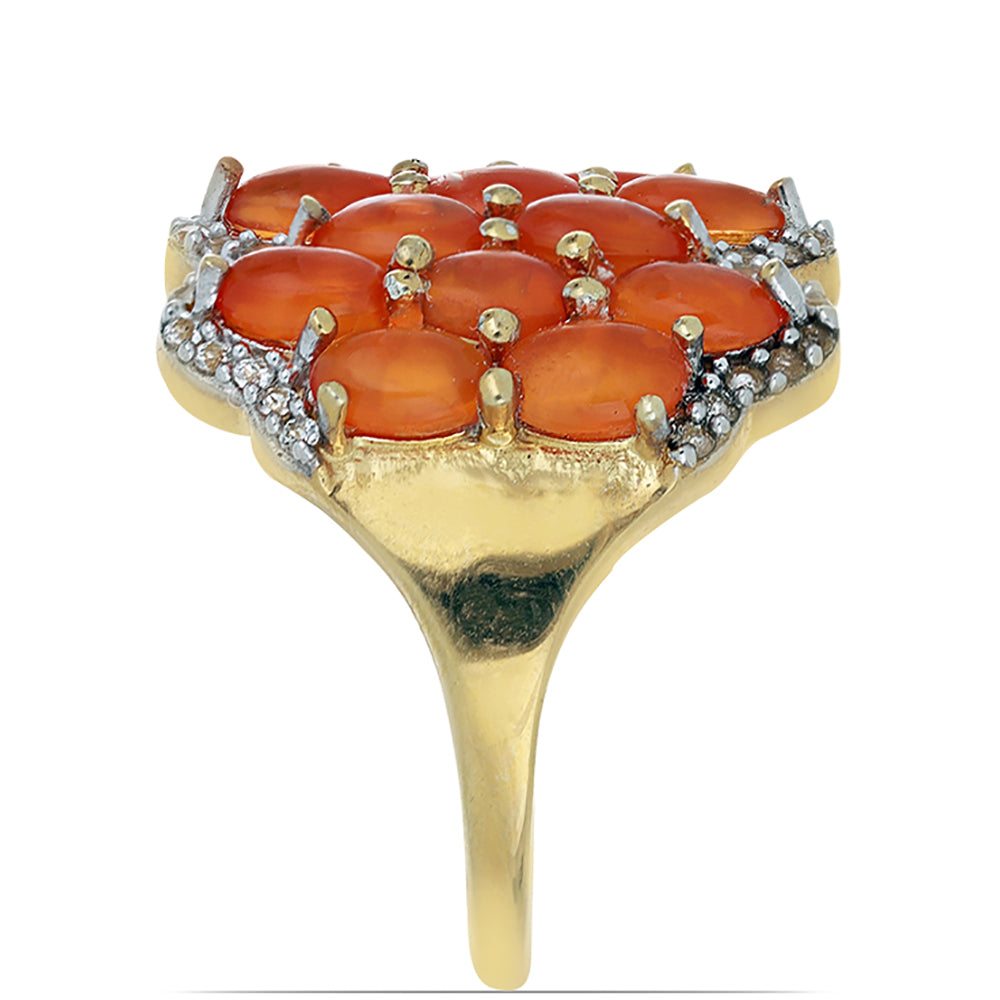 Goldplattierter Silberring mit Karneol und weißem Topas 4 