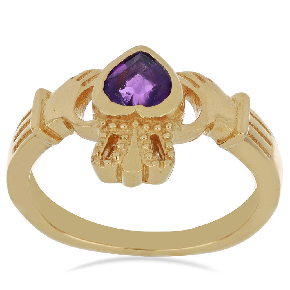Goldplattierter Silberring mit marokkanischem Amethyst 2 