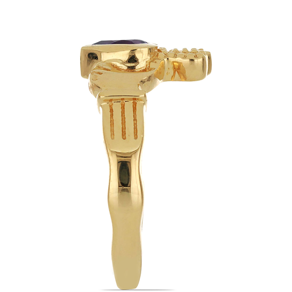 Goldplattierter Silberring mit marokkanischem Amethyst 4 
