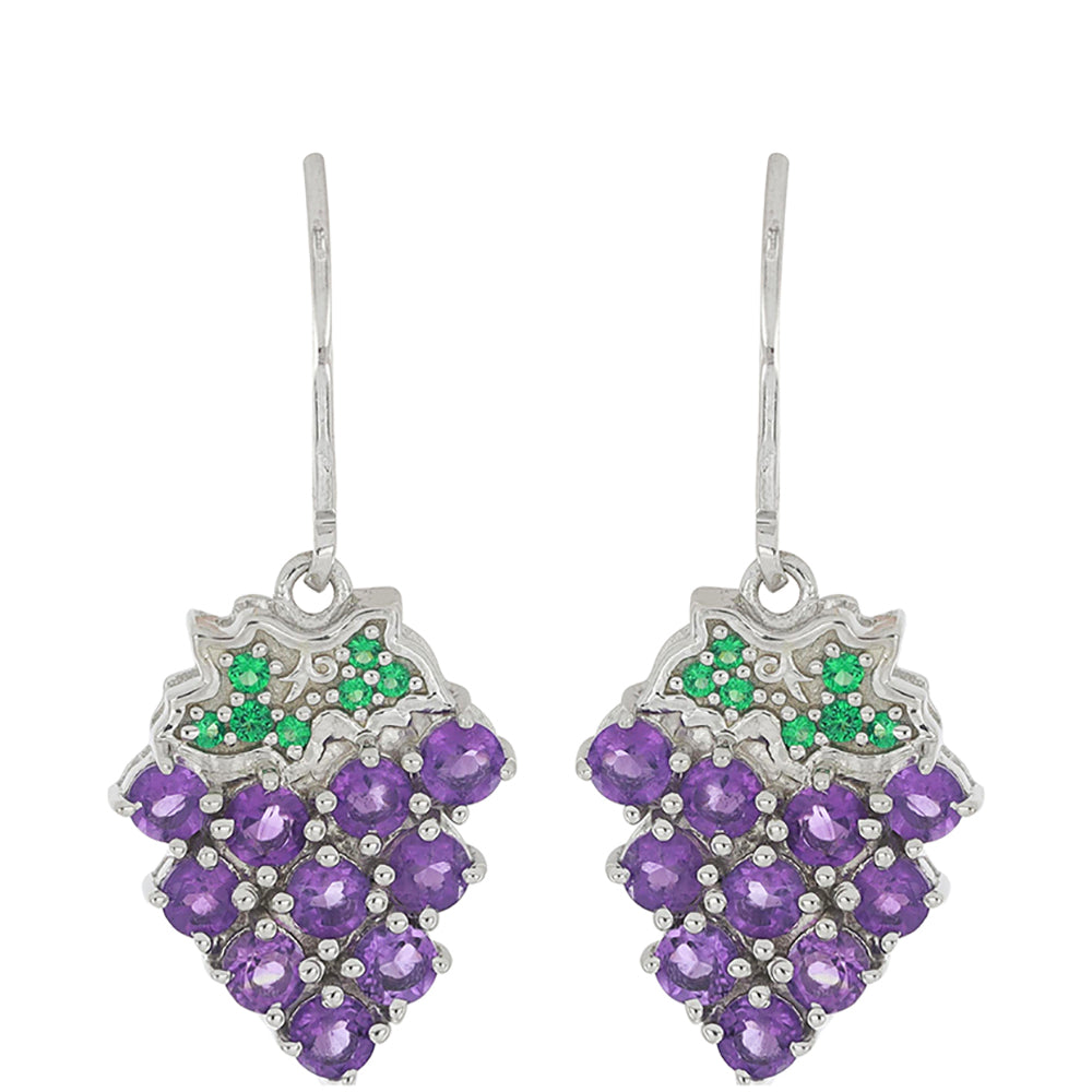 Silberohrringe mit marokkanischem Amethyst und grünem Achat 1 