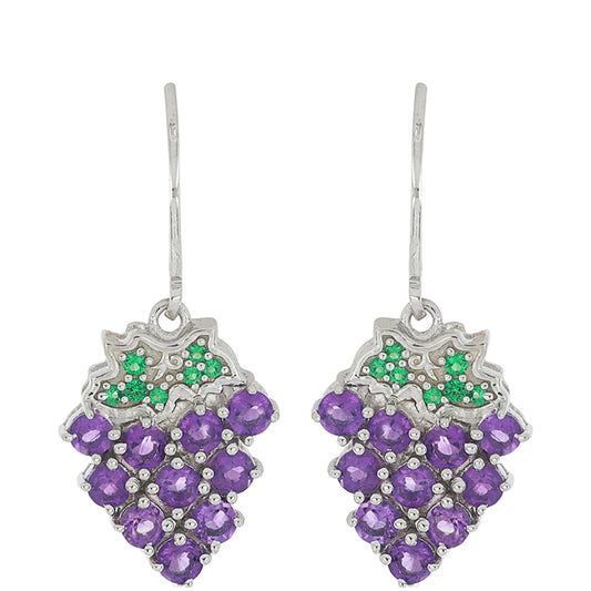 Silberohrringe mit marokkanischem Amethyst und grünem Achat