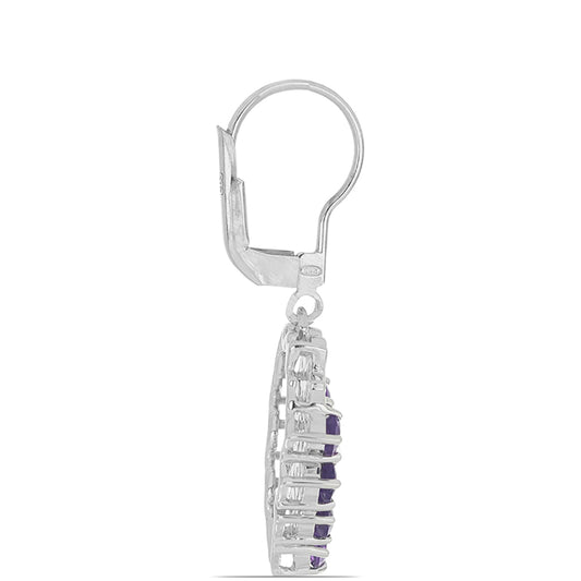 Silberohrringe mit marokkanischem Amethyst und grünem Achat